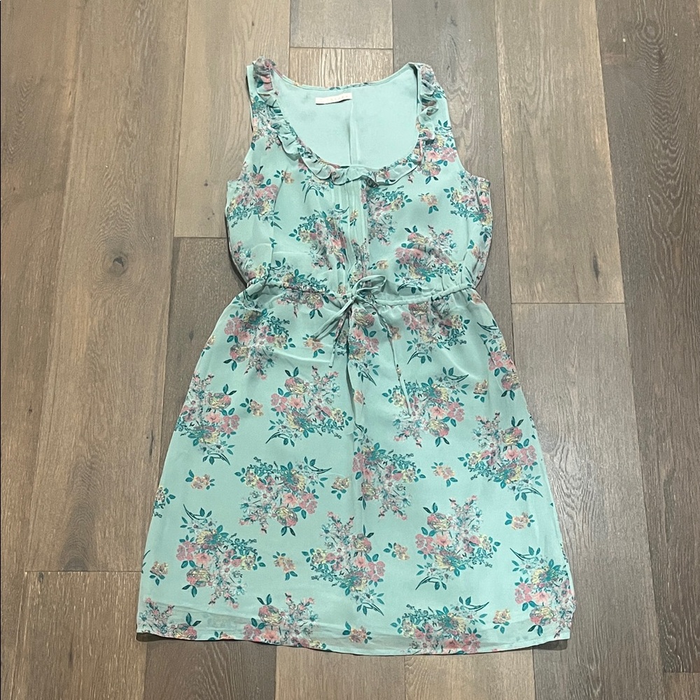 Hinge Floral Mini Dress in Mint Green